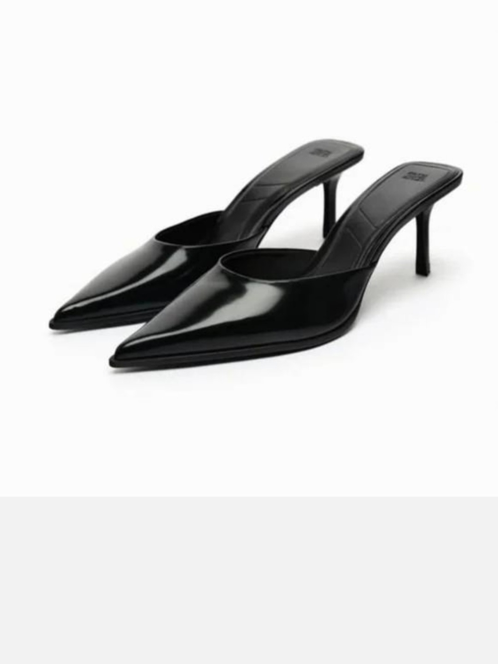 Black Pointed Toe Patent Mule Heels - Women